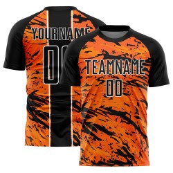 Orange Custom Jersey Sublimation Uniform Abstrakt Schwarz-Weiß Bay Fluid Soccer