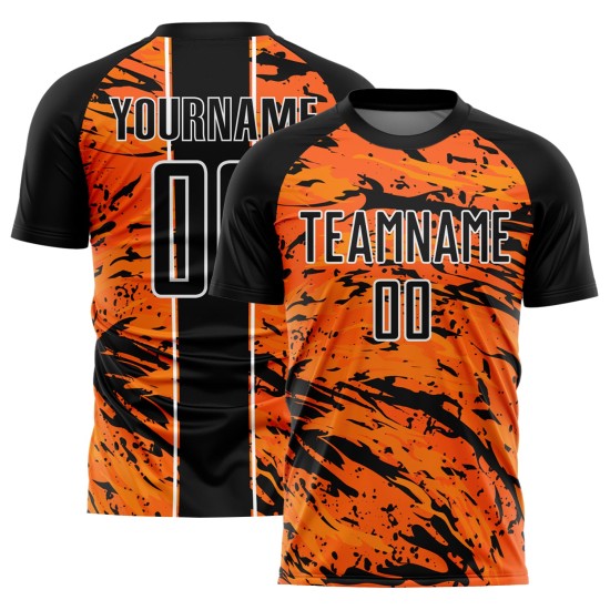 Orange Custom Jersey Sublimation Uniform Abstrakt Schwarz-Weiß Bay Fluid Soccer Orange Custom Jersey Sublimation Uniform Abstrakt Schwarz-Weiß Bay Fluid Soccer