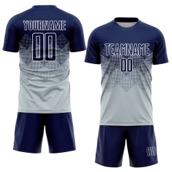 Silber Trikot Uniform Navy-Weiß Sublimation Custom Fußball