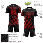 Schwarzes Trikot Fußball Sublimation Uniform Rot Custom