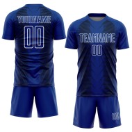 Benutzerdefinierte Blau US Navy Schwarz-Weiß Sublimation Jersey Linien Fußballuniform