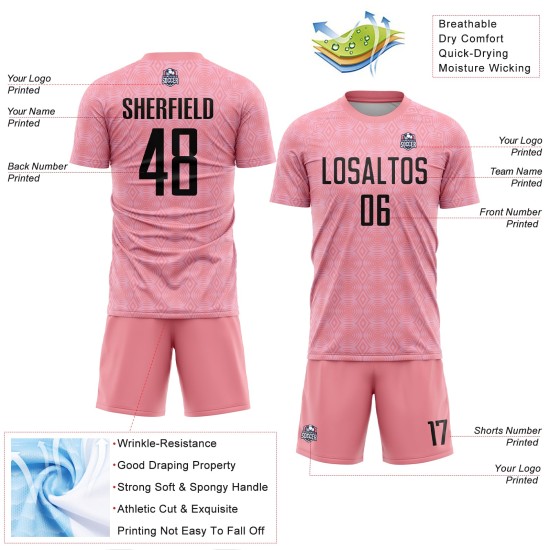 Fußballuniform Rosa Trikot Formen Rosa Mittel Geometrisch Schwarzlicht Sublimation Custom