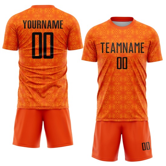Jersey Orange Black-Bay Custom Shapes Fußball Geometrische Sublimation Uniform Orange