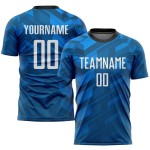 Fußball Custom Blau Jersey Weiß-Schwarz Licht Uniform Sublimation