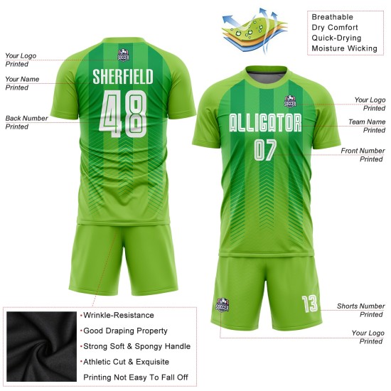 Jersey Neon Custom Uniform Grün Grün Fußball Weiß-Kelly Sublimation