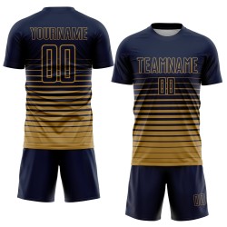 Sublimation Gold Nadelstreifen Navy Fußball Verblassen Uniform Jersey Custom Old Fashion