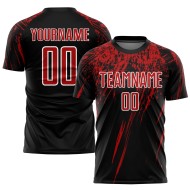 Benutzerdefinierte Uniform Rot-Weiß Trikot Schwarz Sublimation Fußball