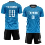 Fußball Sublimation Licht Custom Weiß-Schwarz Uniform Jersey Blau