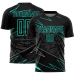 Jersey Uniform Sublimation Aqua Custom Schwarz Fußball Linien