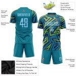 Fußball Hellblau Uniform Sublimation Blau-Kelly Jersey Grün Custom Fußball Hellblau Uniform Sublimation Blau-Kelly Jersey Grün Custom