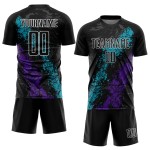 Teal-Lila Splatter Schwarz Jersey Uniform Fußball Sublimation Custom Dripping Art