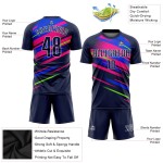 Fußball Figur Trikot Sublimation Custom Royal-Pink Uniform Navy