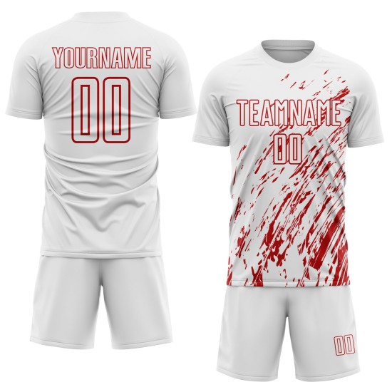 Trikot Rot Fußball Uniform Sublimation Weiß Custom Trikot Rot Fußball Uniform Sublimation Weiß Custom