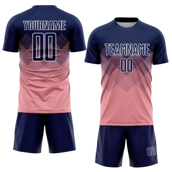 Sublimation Custom Uniform Navy-Weiß Medium Jersey Pink Fußball