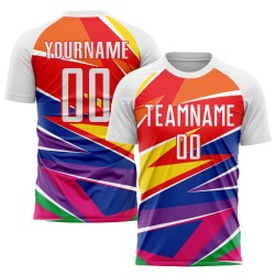 Abbildung Sublimation Weiß-Rot Uniform Jersey Fußball Custom