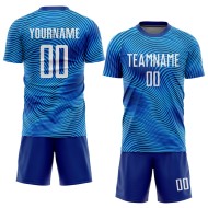 Benutzerdefinierte Sublimation Uniform Fußballtrikot Weiß-Königsblau
