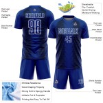 Benutzerdefinierte Blau US Navy Schwarz-Weiß Sublimation Jersey Linien Fußballuniform