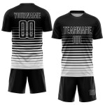 Verblassen Weiß Nadelstreifen Benutzerdefinierte Schwarz Uniform Sublimation Fußball Jersey Mode Verblassen Weiß Nadelstreifen Benutzerdefinierte Schwarz Uniform Sublimation Fußball Jersey Mode