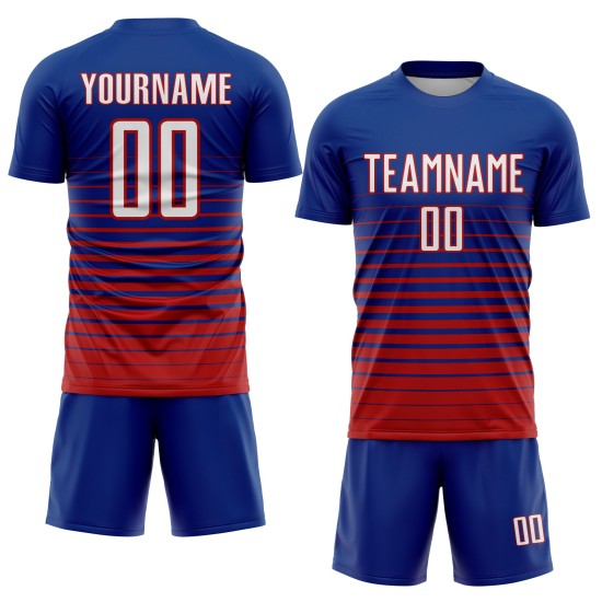 Sublimation Fade Uniform Jersey Custom Nadelstreifen Weiß-Rot Fashion Soccer Royal