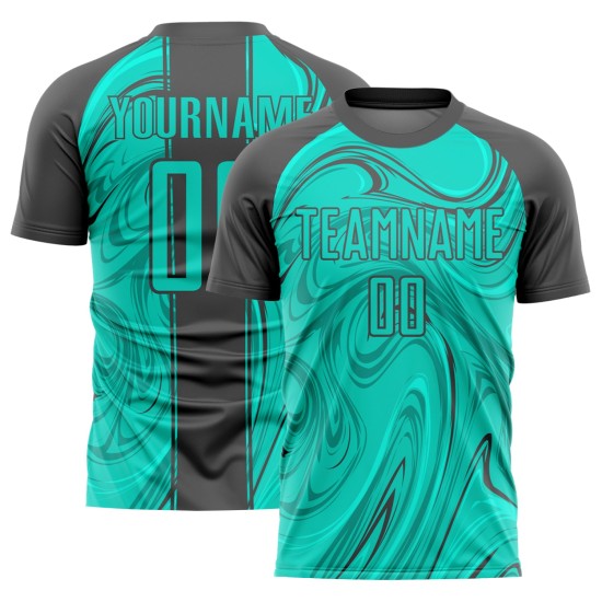 Jersey Sublimation Fußball Abstrakt Aqua Custom Grau Stahl Uniform Flüssigkeit Jersey Sublimation Fußball Abstrakt Aqua Custom Grau Stahl Uniform Flüssigkeit