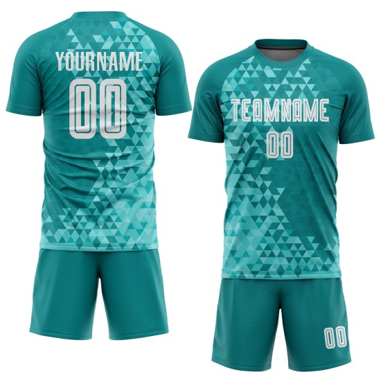 Weiße Uniform Drittes Custom Teal Sublimation Fußballtrikot