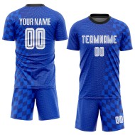 Fußball Royal Trikot Sublimation Uniform Weiß-Schwarz Custom