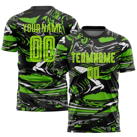 Grüne Fußballuniform Grün-Aurora Sublimation Custom Neon Jersey Figur Grüne Fußballuniform Grün-Aurora Sublimation Custom Neon Jersey Figur