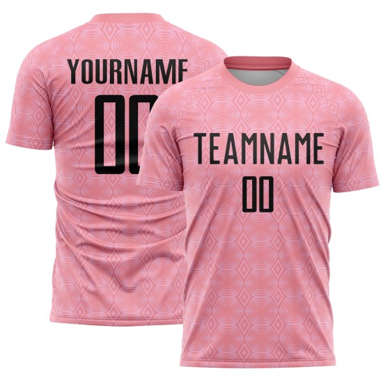 Fußballuniform Rosa Trikot Formen Rosa Mittel Geometrisch Schwarzlicht Sublimation Custom