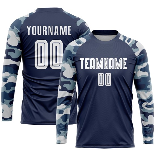 Uniform Navy Trikot Sublimation Fußball Weiß-Camo Custom