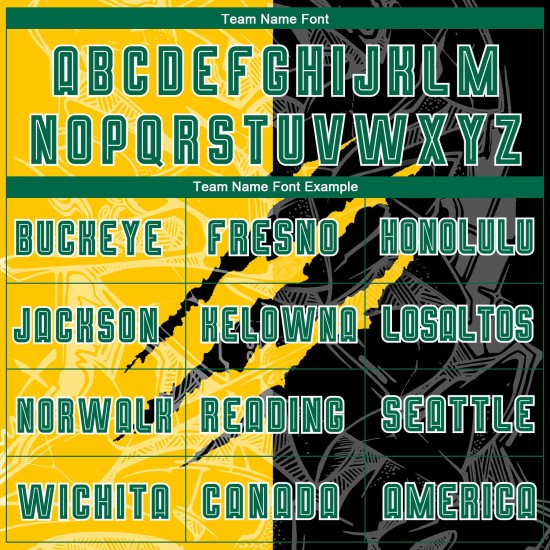 Grün Graffiti Schwarz-Gelb Benutzerdefinierte Uniform Sublimation Jersey Scratch Kelly Muster Fußball