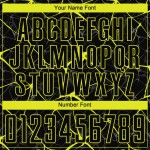 Gelbes Fußballuniform-Trikot, individuell, schwarz, Sublimation, Neon Gelbes Fußballuniform-Trikot, individuell, schwarz, Sublimation, Neon