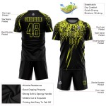 Sublimation Schwarz Neon Jersey Gelb Custom Uniform Fußball