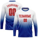 Jersey Langarm Fade Uniform Rot-Royal Custom Weiß Sublimation Fußball Mode