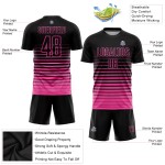 Rosa Nadelstreifen Sublimation Fußball Verblassen Uniform Jersey Schwarz Mode Custom