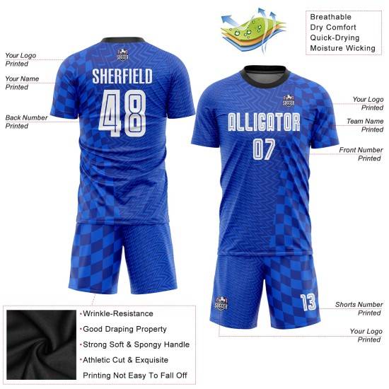 Fußball Royal Trikot Sublimation Uniform Weiß-Schwarz Custom