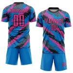 Rosa-Weiß Uniform Sublimation Pulver Custom Fußball Blau Trikot