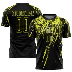 Sublimation Schwarz Neon Jersey Gelb Custom Uniform Fußball