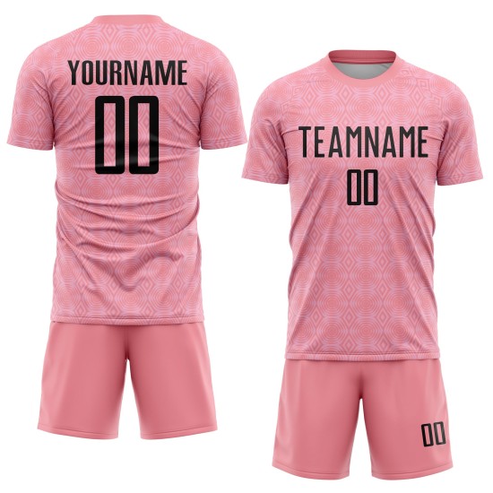 Fußballuniform Rosa Trikot Formen Rosa Mittel Geometrisch Schwarzlicht Sublimation Custom