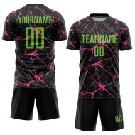Fußball Sublimation Uniform Schwarz Grün-Pink Custom Jersey Neon