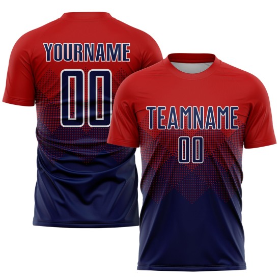 Uniform Rot Marine-Weiß Fußballtrikot Benutzerdefinierte Sublimation